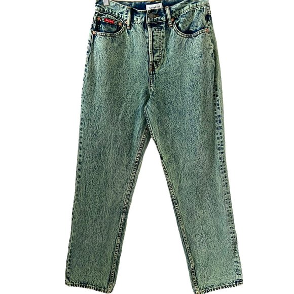 Teddy Fresh High-Rise Straight-Leg Acid Wash Jeans In Vintage Green Size 29 - Picture 1 of 15